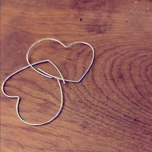 14K white gold Heart Hoop Earrings